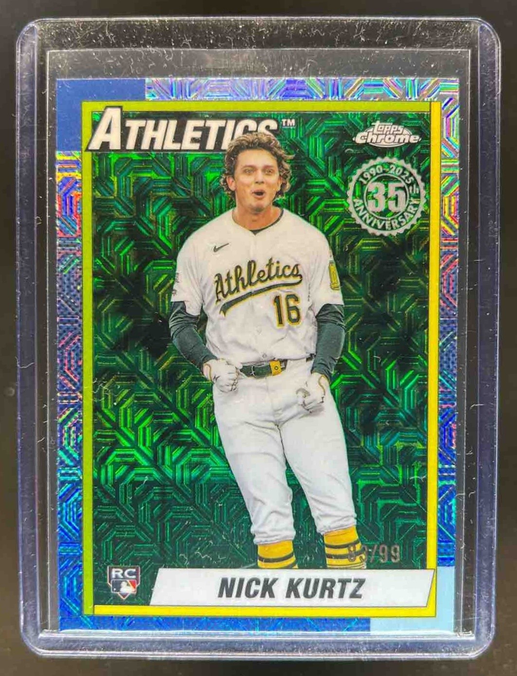 2025 Topps Update Nick Kurtz Silver Pack 1990 Chrome RC Green Mojo Refractor /99