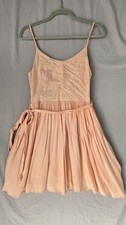 Easel Dress Womens Small Pink Embroidered Eyelet Belted Sundress Fit & Flare