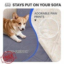 CYCMACO Grey Blue Waterproof Dog Couch Cover 82x102 Inch Anti-Slip