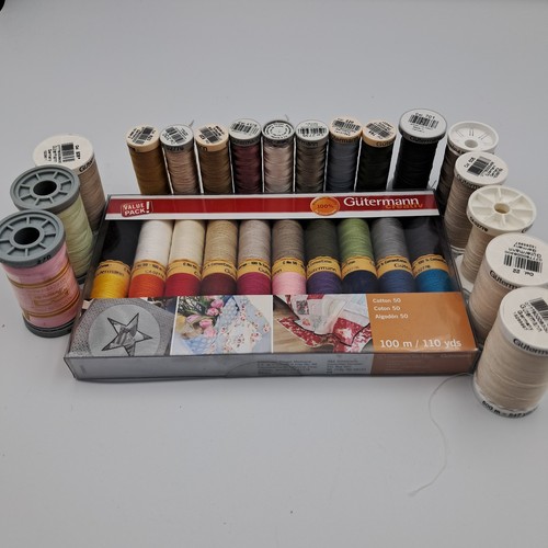 Gutterman Thread 100% cotton 37 Spools Mostly 50wt Multicolors Machine Washable