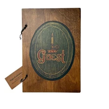 Vintage Bed & Breakfast Guest Book Handmade Wood Covers Primitive Americana