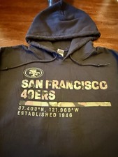 San Francisco 49ers Hooded Sweatshirt Camo- Stadium latitude/longitude Est. 1946