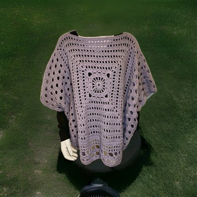 Oversize Pullover Lila Wolle Gehäkelt Handmade Unikat 