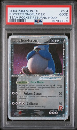 Rocket's Snorlax ex graded PSA 2 for sale on eBay