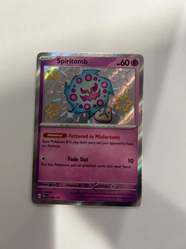 Spiritomb 158/091 SV: Paldean Fates Holo Baby Shiny Pokemon TCG