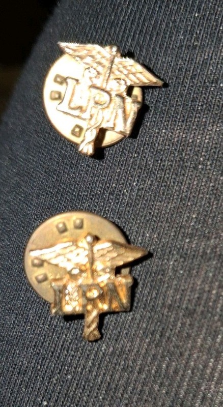 Pair Of Vintage LPN Nurse  Lapel Pins Gold Tone Excellent Condition