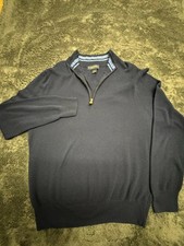 Brooks Brothers Cotton/silk Blend Quarter Zip Sweater Men L Navy Blue Pullover