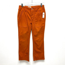 Pilcro Anthropologie Womens Orange Button Fly The Yaya Cropped Flare Pants 25