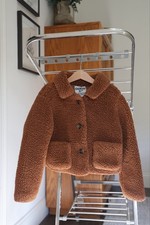 OshKosh B  gosh Girls Teddy Sherpa Jacket Size 7 Brown Cozy Button Front