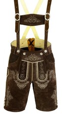 Authentic Bavarian Lederhosen Mens Top Grain Suede Leather Oktoberfest Shorts