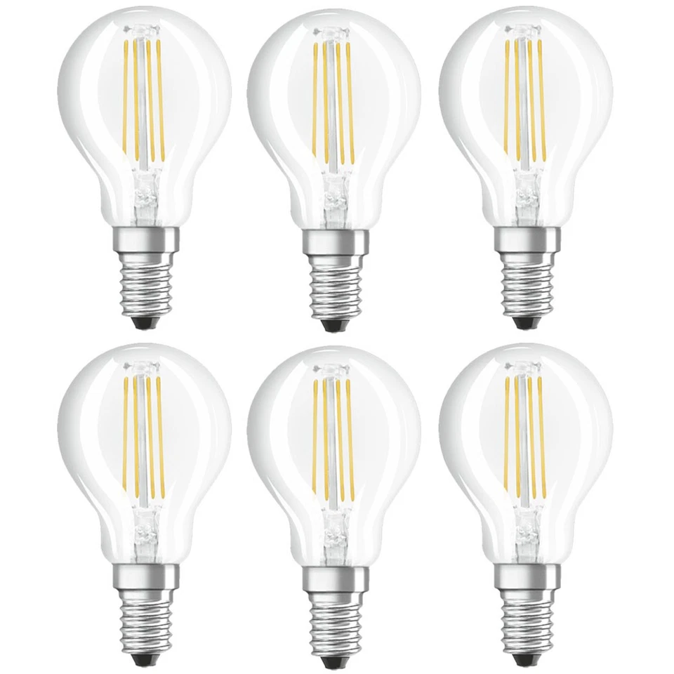6 x Osram LED Filament Tropfen 4W = 40W E14 klar 470lm 840 neutralweiß 4000K