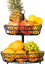 Chefarone 2-Tier Fruit Bowl Large Basket, Keeps Fruits & Vegetables Fresh, Vinta