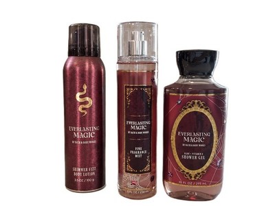 Bath & Body Works EVERLASTING MAGIC Shimmer Fizz Body Lotion Shower Gel Mist x 3