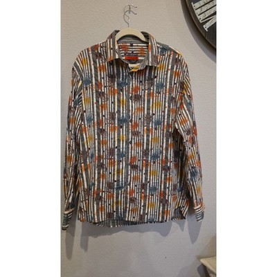 Luchiano Visconti Men's XL Dress Shirt Colorful Striped Leaf Pattern NWT