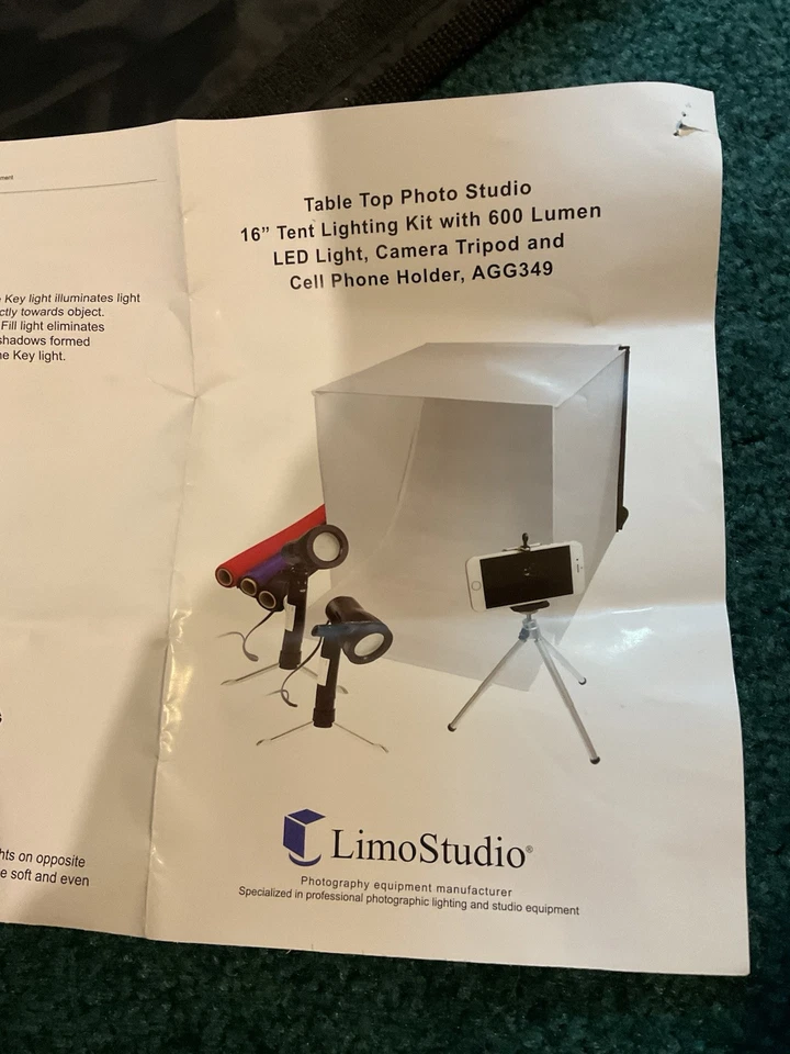 16” x 16” LimoStudio Table Top Photography Studio LED Light Box With Tripod  - Image 3 of 4
