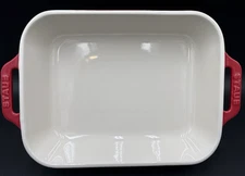 STAUB Red Baking Dish Casserole Cookware Rectangular Ceramic Medium Baker EUC