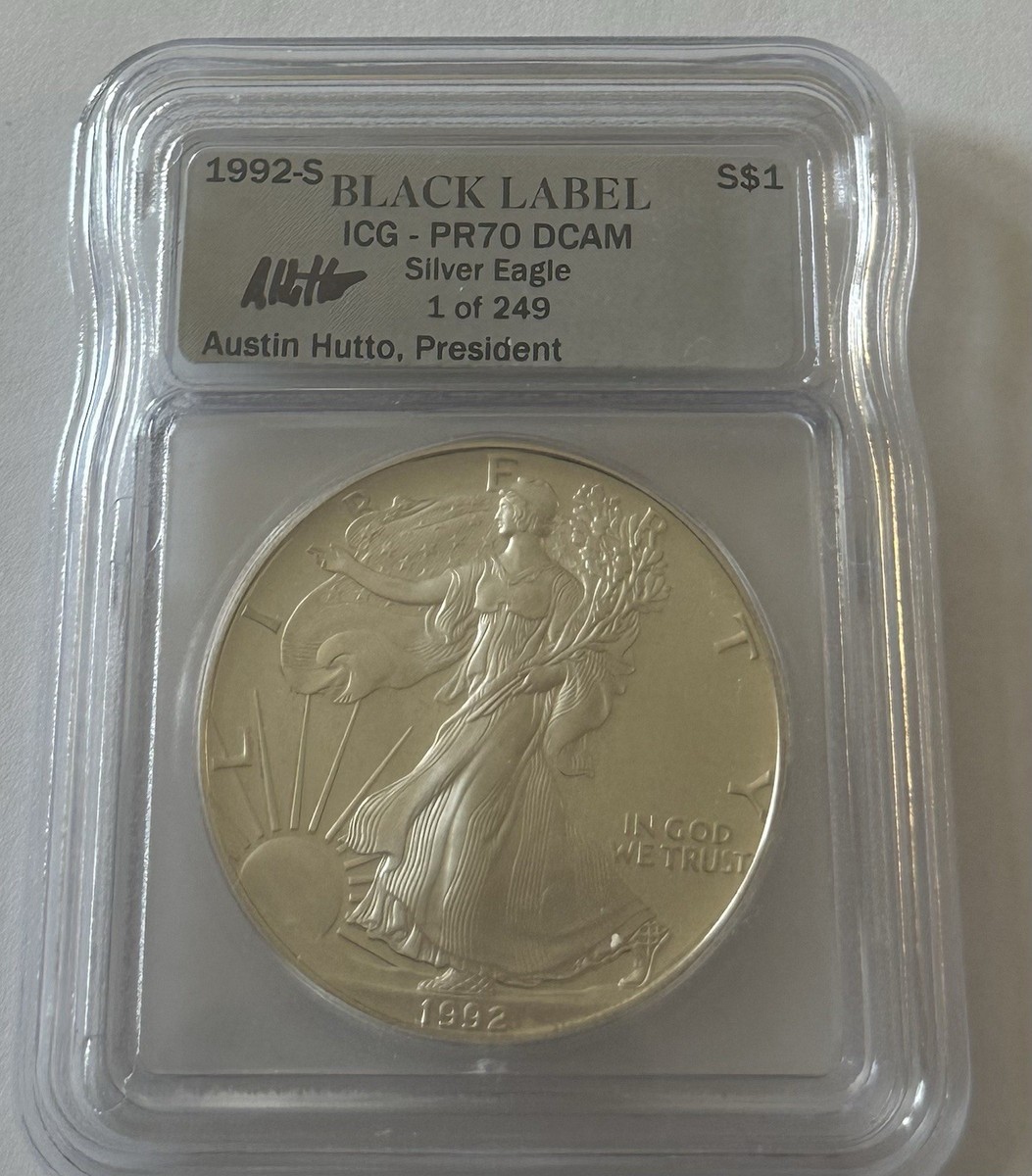 1992-S Silver Eagle - ICG BLACK LABEL - PR70 DCAM - 1 of 249
