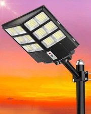 Ultra Commercial Solar Street Lights Outdoor Dusk Dawn Court and Parking Black