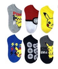 Pok mon Youth Size L 3-9 No-Show Socks 6-Pack