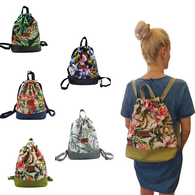 millybo BOOLI Rucksack Turnbeutel Damen Backpack Beutel Motiv Blumen Gym Bag