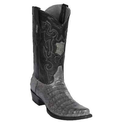 Los Altos Genuine GRAY CROCODILE CAIMAN Belly Snip Toe Western Boot EE+ 948209