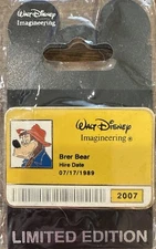 DISNEY WDI IMAGINEERING I.D. BADGE SERIES BRER BEAR SPLASH MOUNTAIN PIN LE 300