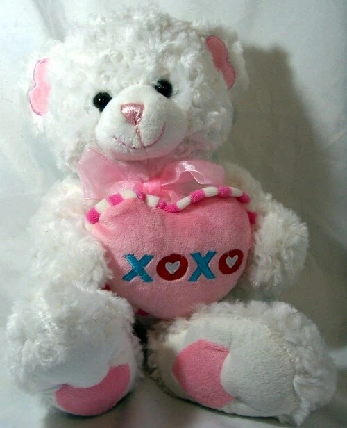 White Fluffy Teddy Bear With Heart