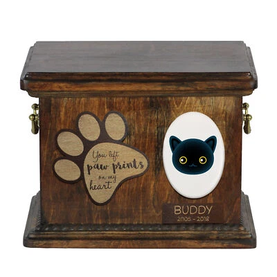Bombay urne en bois avec un chat Art-Dog - Photo 1/4
