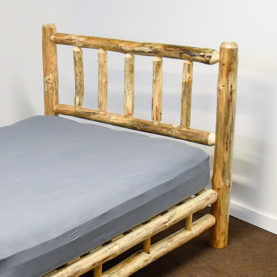 Бревенчатая кровать-платформа ~ Cali King ~ Northern Rustic Pine | Amish-Made | Double Side Rail - Изображение 3 из 4