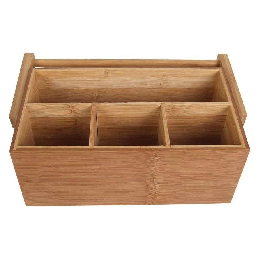 Bambus-Organizer Utensilienbox Stiftebox Schreibtisch Aufbewahrung Besteckkasten - Bild 2 von 2