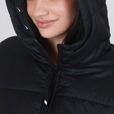 Nike Parka Jacket Sportswear Logo Long Black Puffer Coat Hooded New Women Large