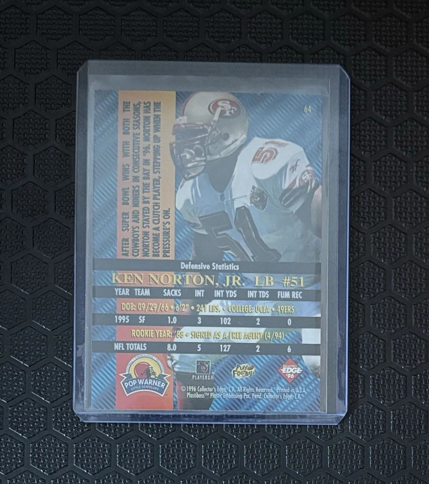 1996 Collector's Edge Advantage Ken Norton #64 SF 49ers! - Image 2 of 2