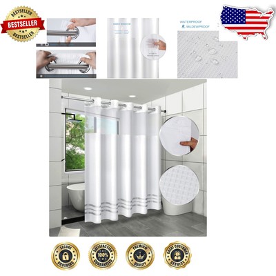 Classic White Waffle Weave Shower Curtain - Indoor Use, 66x74 Inch, Easy Care