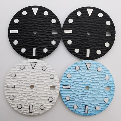 28.5mm sterile white sky blue black ripple luminous watch dial fit nh35 movement