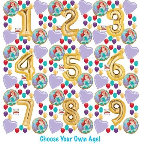 Princess Ariel Party Supplies Birthday Balloon Decoration Choose Your Age - 第 1/10 張圖片