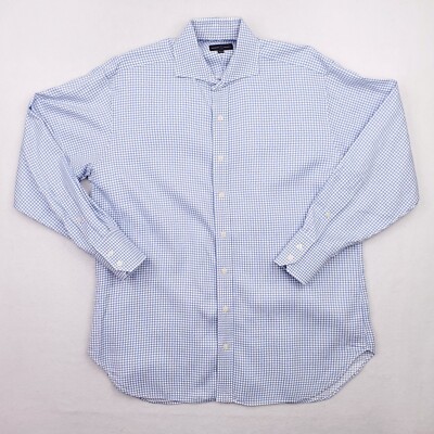Robert Talbott Shirt Mens 16.5 Blue Graph Check Button Up Long Sleeve Spread