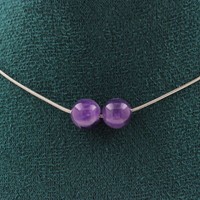 Halskette 2 Perlen Amethyst 8 Mm. Kette Aus Edelstahl Halskette Damen, Hom