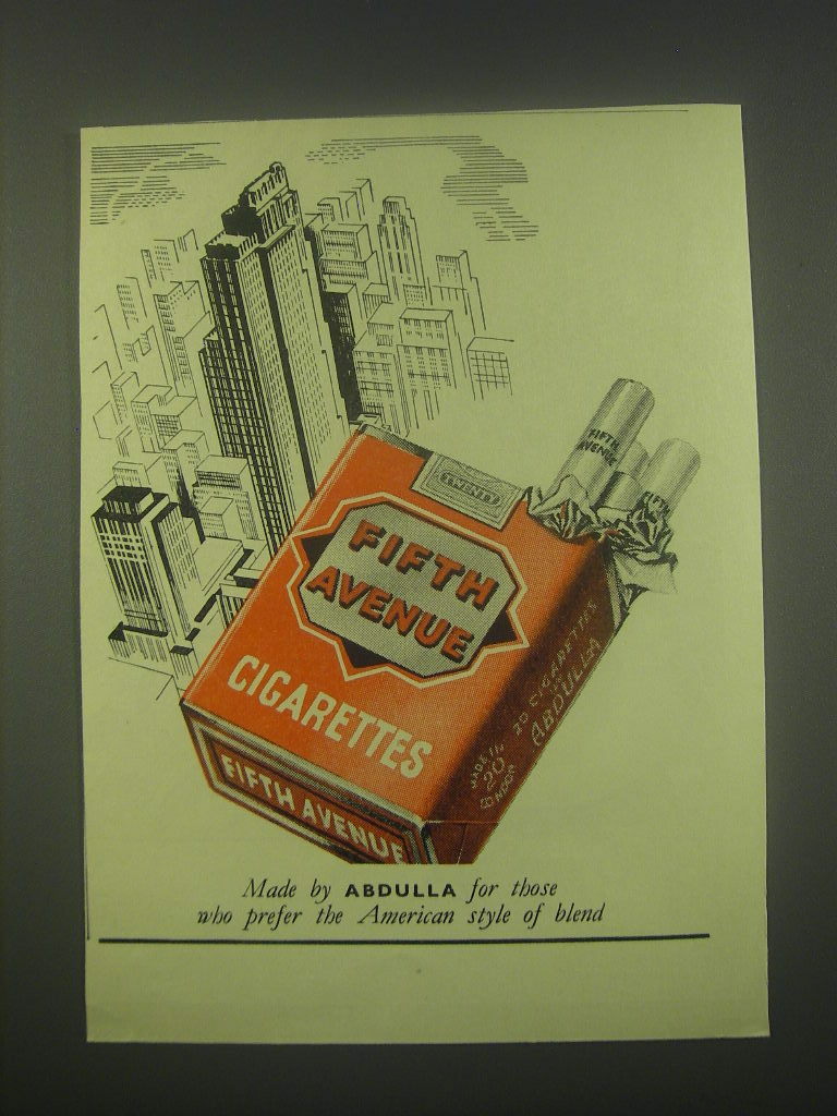 abdulla cigarettes 1949 Abdulla Fifth Avenue Cigarettes Ad