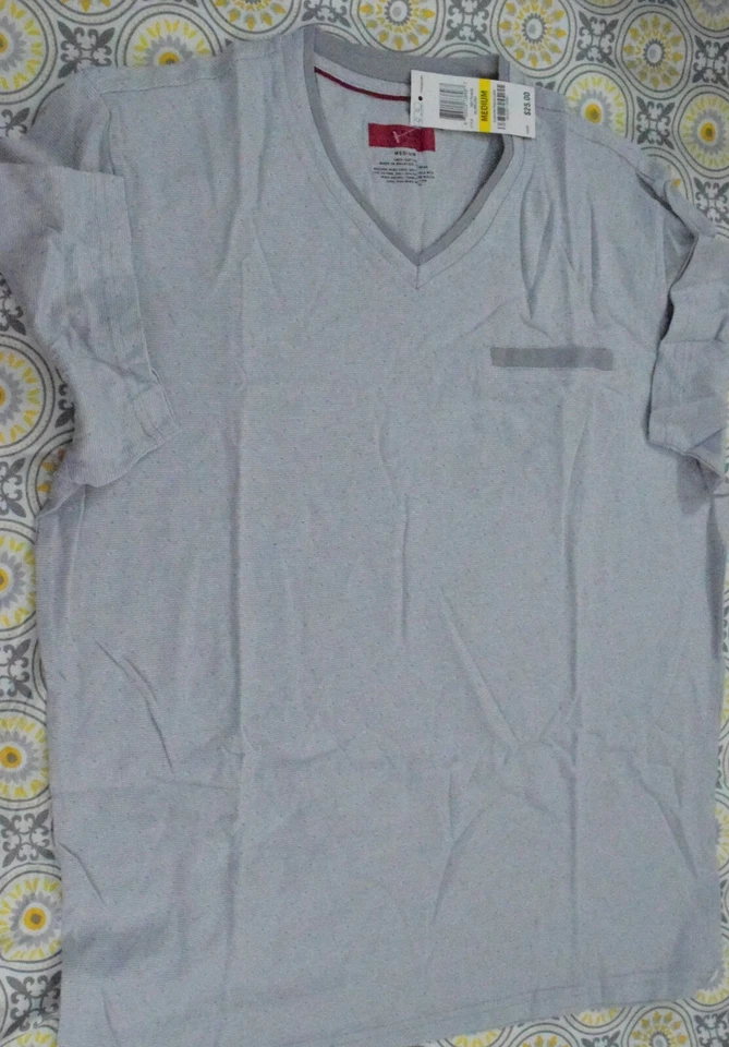 Мужская футболка John Ashford Slim Fit Ken Dot с V-образным вырезом серебристая комбинированная размер средний - Изображение 2 из 4