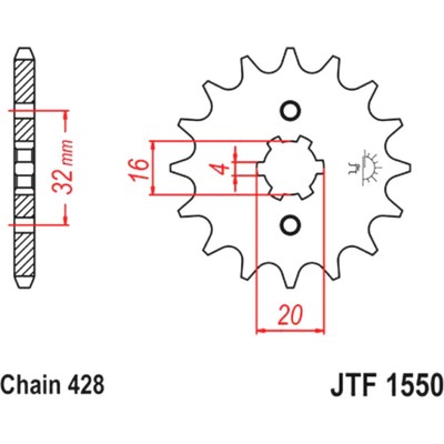 JT Sprockets Ritzel 15Z - Robuste Bauweise mit 428 Teilung RE Urban Outlaw Cabal