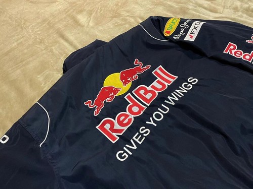 Unisex Adults Red Bull F1 Team Racing Cotton Padded Zip Jacket Navy Blue - Picture 12 of 12