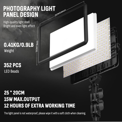 2-Pack LED Photography Lighting Kit, Arsoer 15W Bi-Color Video Light Kit, 2800 - Picture 6 of 7