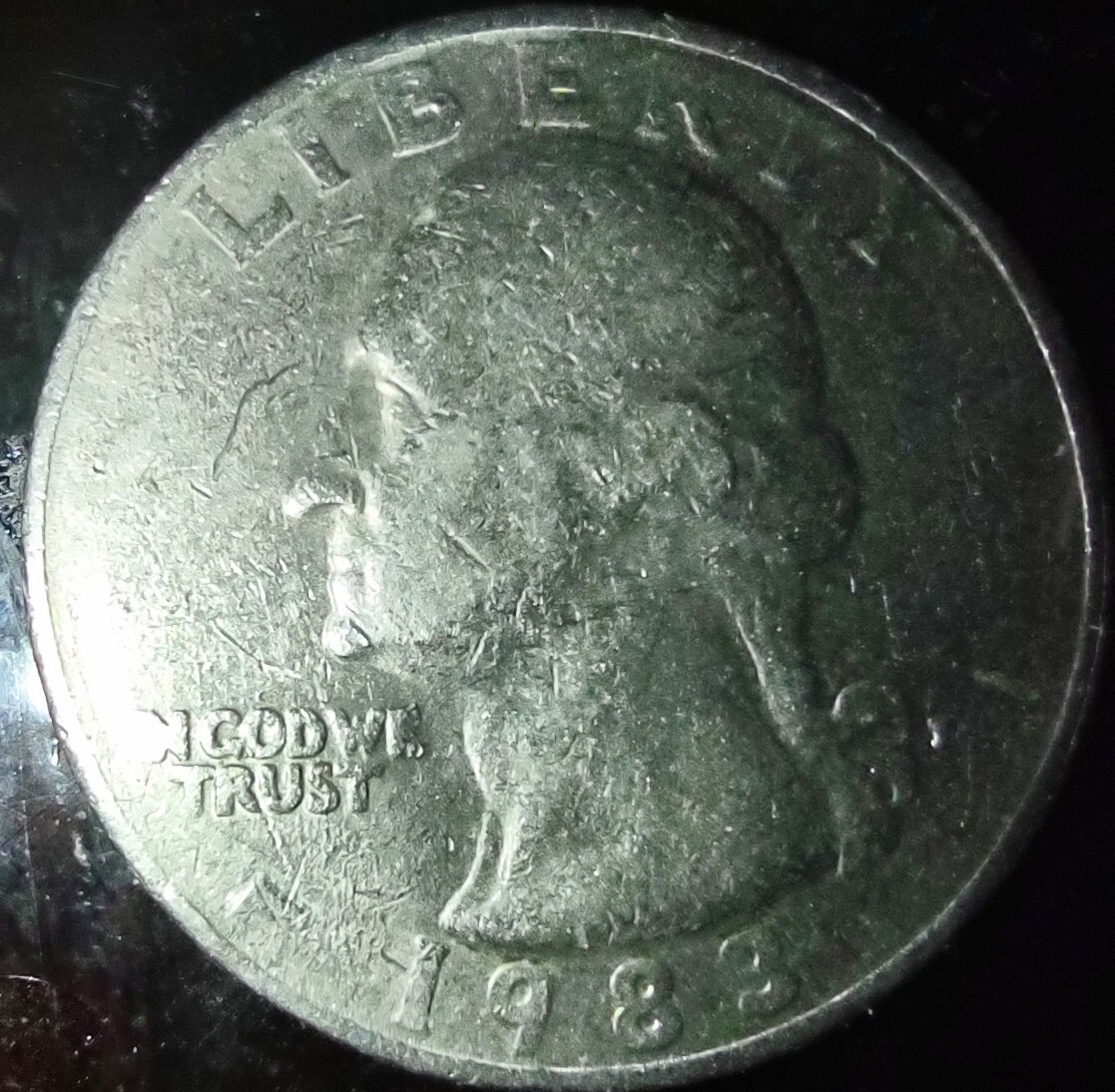 1983 P WASHINGTON QUARTER. US ERROR COIN. MISSING 