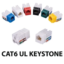 Cat6 Keystone Jack UL Listed Network Ethernet RJ45 White Blue Black Green lot
