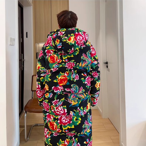 Chinesischer Landhausstil Blumen Baumwolle Jacke Winter dicker Mantel modisches Outfit - Bild 6 von 23