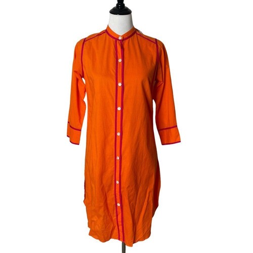 Gretchen Scott Womens Size S Orange Tunic Shirt Dress 3/4 Sleeve High Collar NEW - Imagen 13 de 13