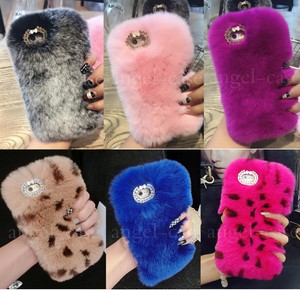 Luxury Winter Warm Fluffy Plush Genuine Rabbit Fur Case