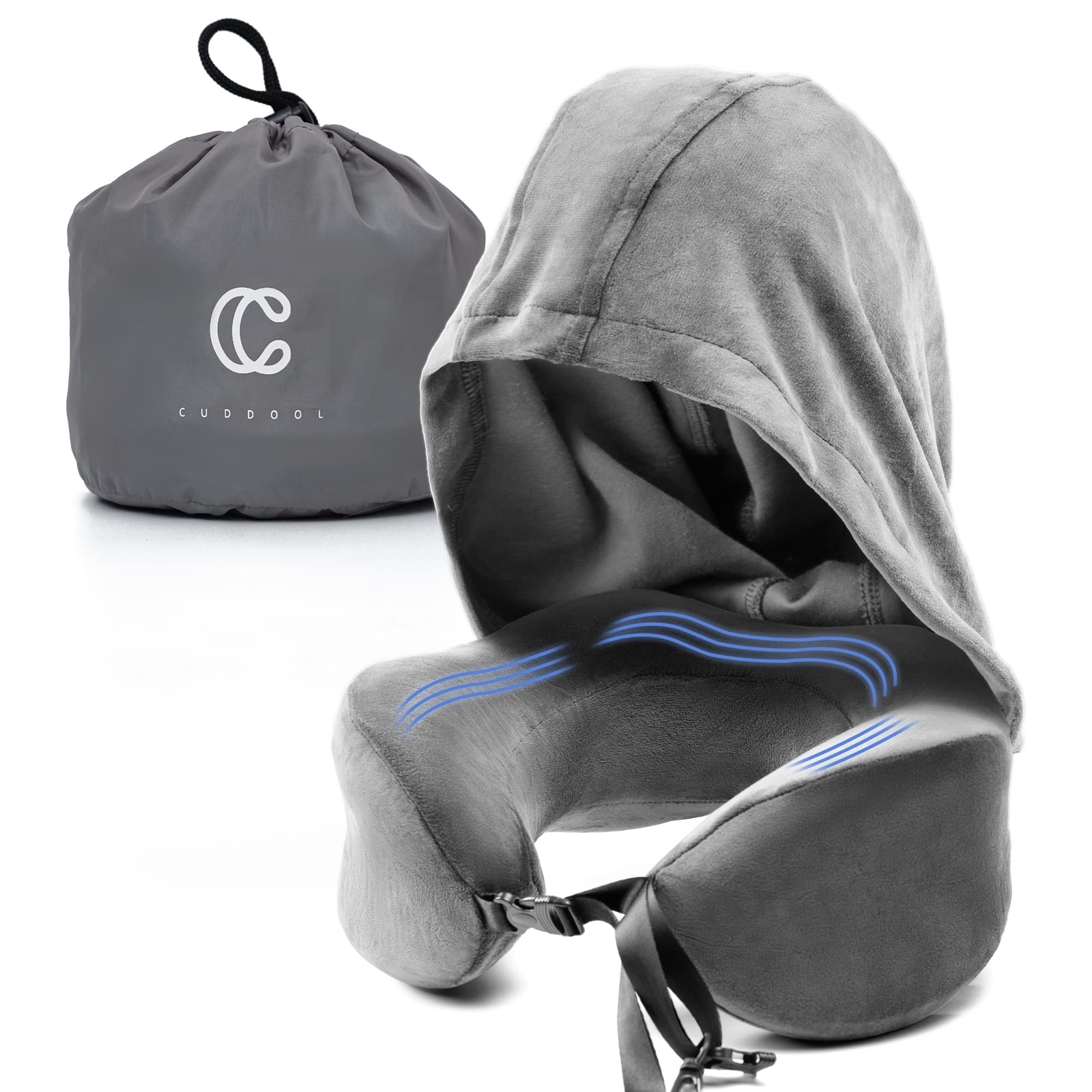 Hoodie Travel Neck Pillow Memory Foam Neck Pillow Head Chin Support Airplane Car-image