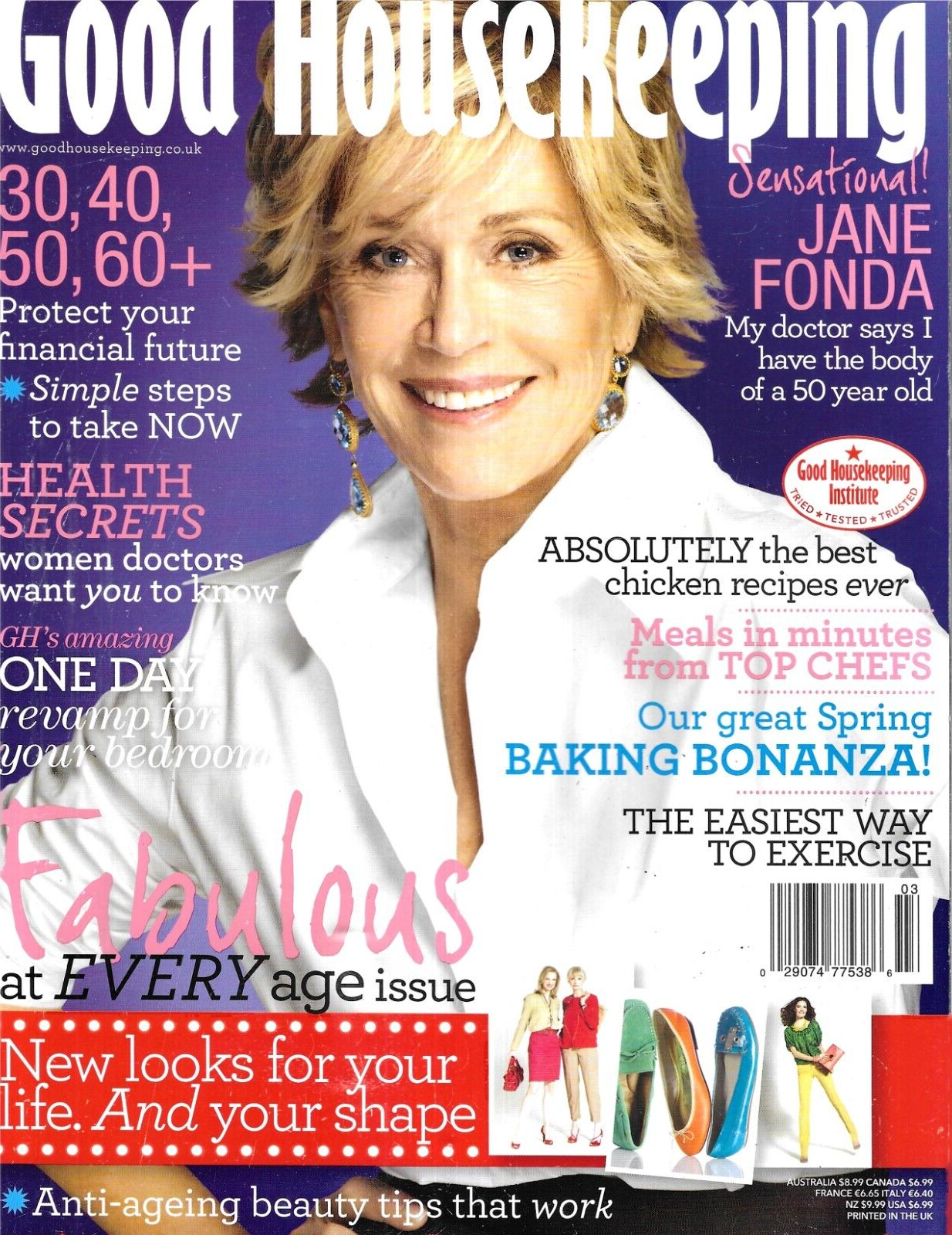 Good Housekeeping Magazine Jane Fonda Fashion Spring Baking Recipes Health 2011