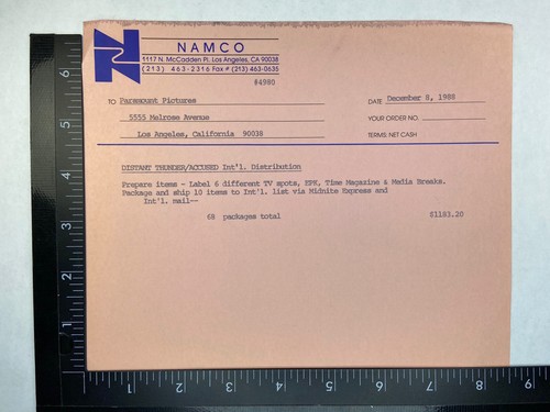 Distant Thunder & Accused Paramount Pictures Billhead diciembre 1988 raro - Imagen 3 de 4